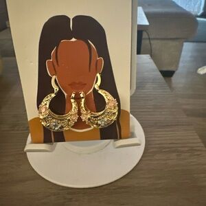 Elegant Gold and Silver Floral fashion earrings only